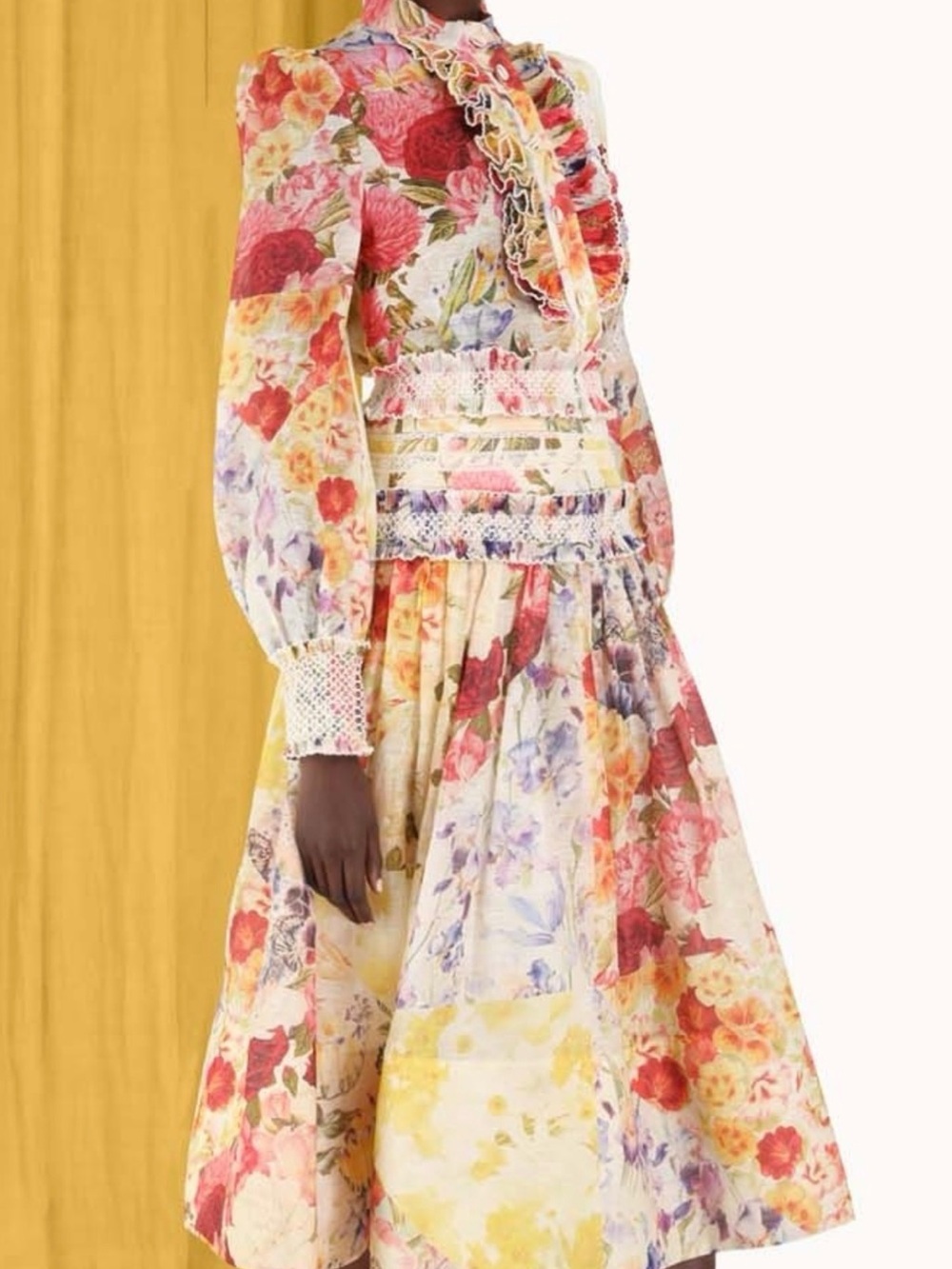 Beulah Floral Ruffle Maxi Set in Yellow, Pink, Purple
